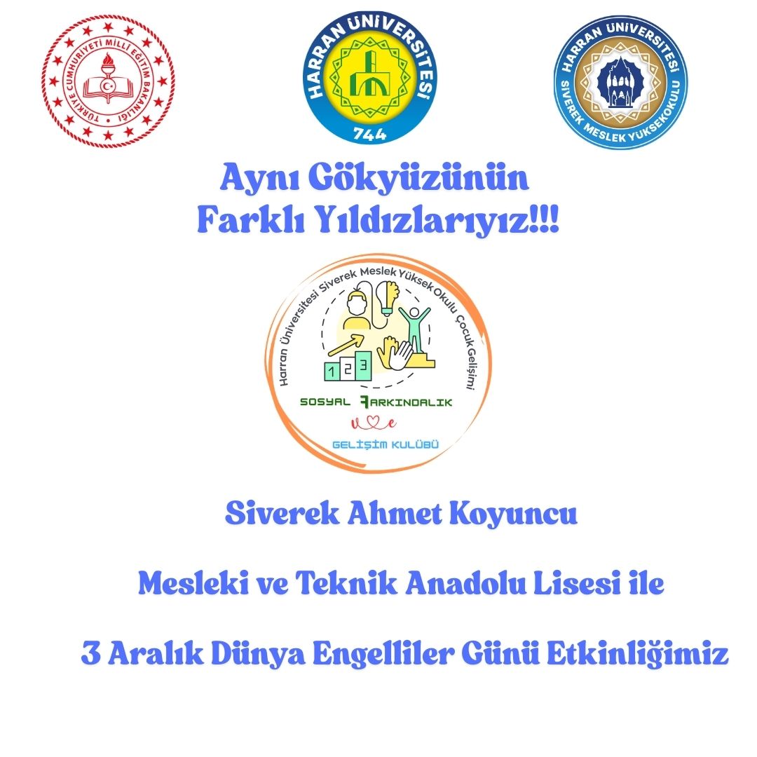 3 Aralık Dünya Engelliler Günü’nde Çocuk Gelişimi Öğrencilerimizden Farkındalık Etkinliği